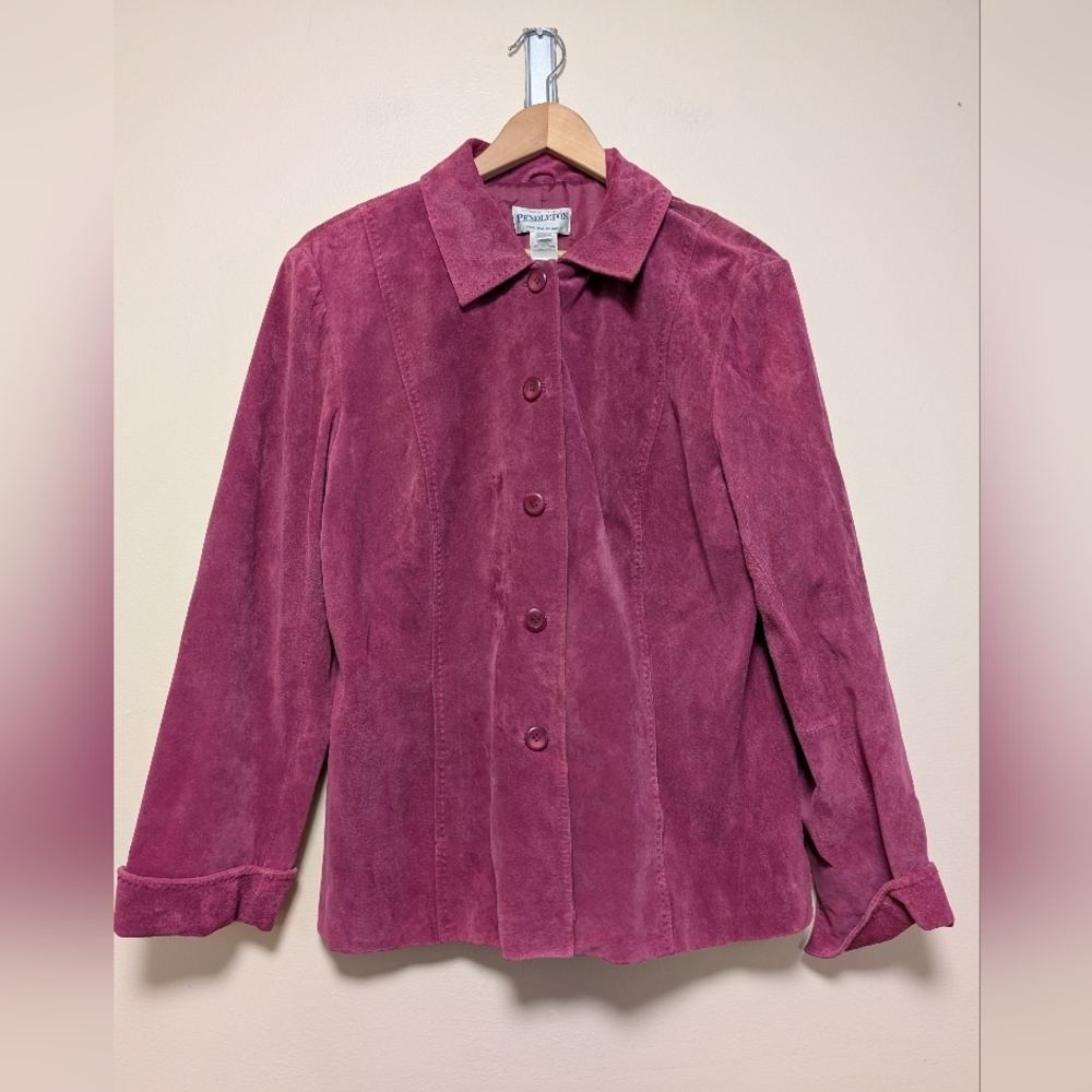 Pendleton Suede Leather Jacket Plum Purple Women’s Size L